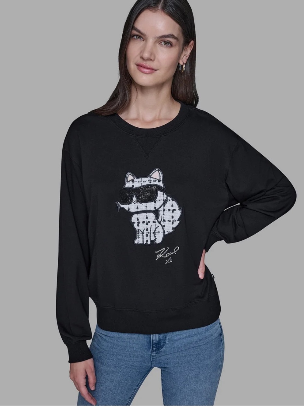 Karl Lagerfeld Women's Emoji Choupette Detail Sweater